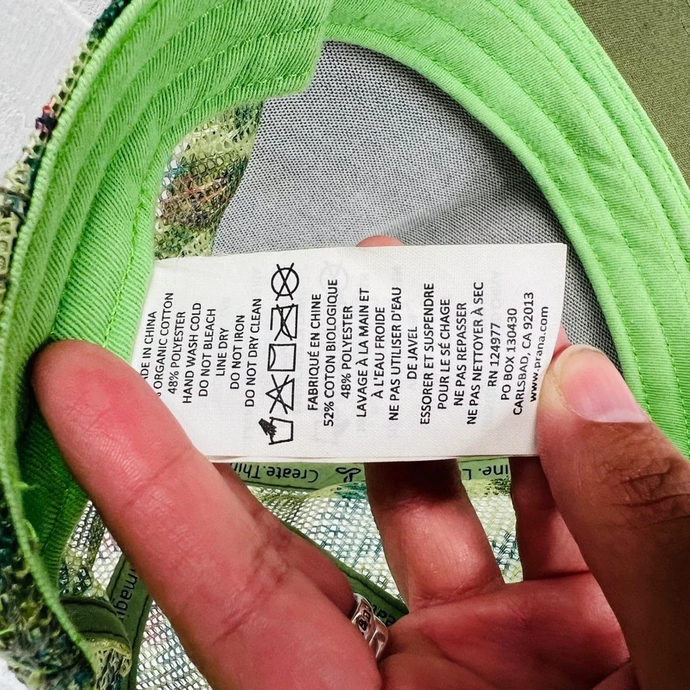 Prana Women Olive Green Tropical Mesh Trucker Hat Snapback Organic Cotton Blend